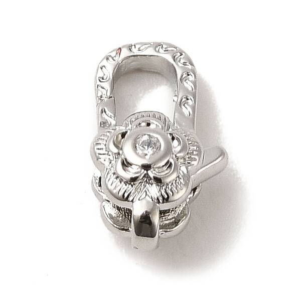 Brass Micro Pave Clear Cubic Zirconia Lobster Claw Clasps