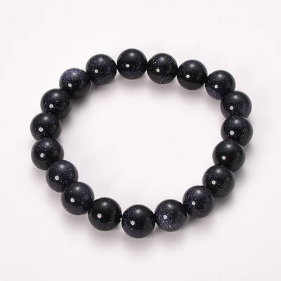 Synthetic Blue Goldstone Beaded Stretch Bracelets