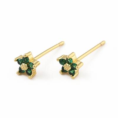 Cubic Zirconia Flower Stud Earrings