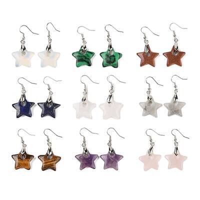 Natural & Synthetic Mixed Stone Dangle Earrings
