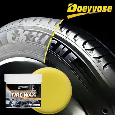 DOEYVOSE Car Tire Wax with Sponge, Car Tire & Plastic Repair Coating Paste, Protective Anti-Aging Formula, Enhances Gloss an...