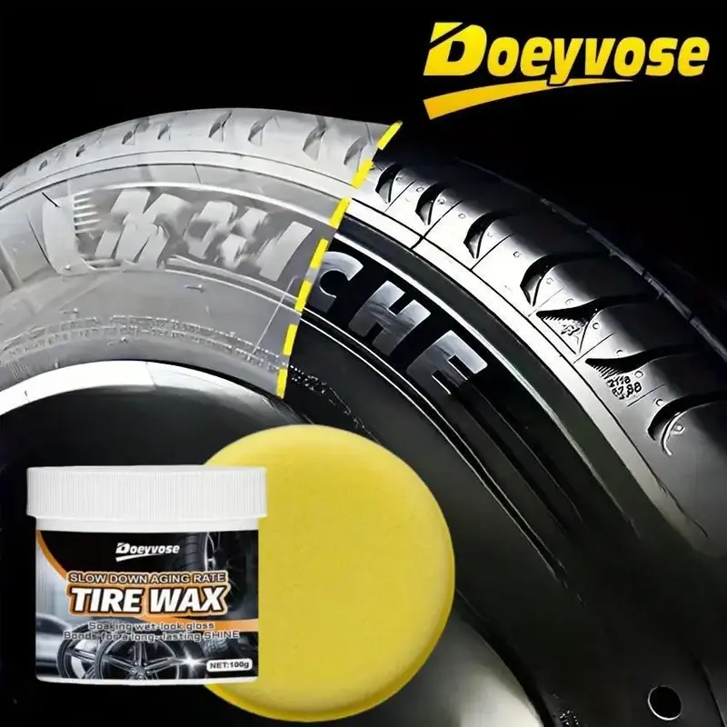 DOEYVOSE Car Tire Wax with Sponge, Car Tire & Plastic Repair Coating Paste, Protective Anti-Aging Formula, Enhances Gloss an...