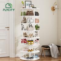 Flycity 7-Tier Rotating Shoe Rack Tower with 360° Revolving Design & Steel Columns – Space-Saving Lazy Susan Organizer for...