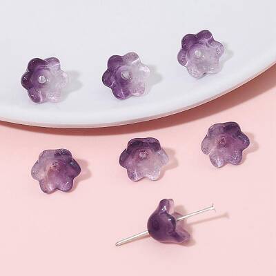 10Pcs Gradient Color Transparent Glass Bead Caps