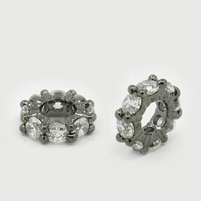 Brass Cubic Zirconia European Beads