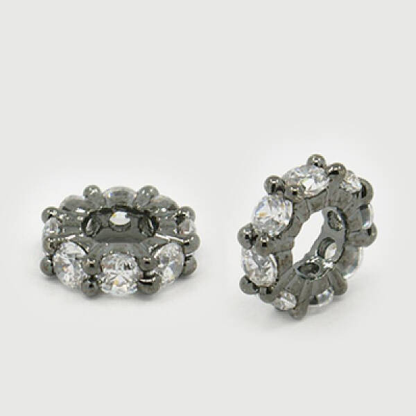 Brass Cubic Zirconia European Beads