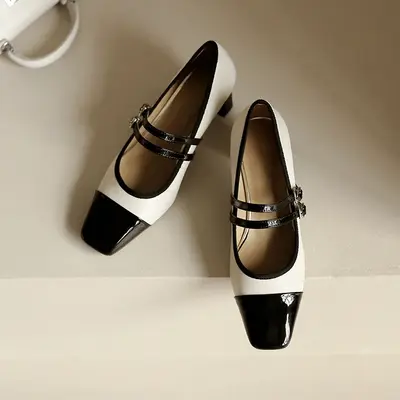 CHIKO Chakra Square Toe Block Heels Mary Jane Shoes