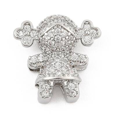 Brass Micro Pave Cubic Zirconia Slide Charms