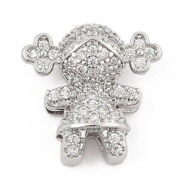 Brass Micro Pave Cubic Zirconia Slide Charms