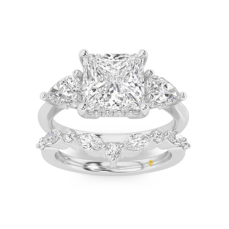 Celestia Lab Grown Princess Cut Diamond Engagement Ring with The Angelina Wedding Band | 10K White Gold 2 3/8 ct. tw.