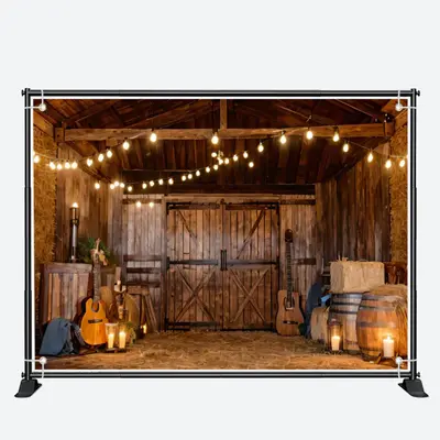 Farm Wooden House Guitar Hay Architecture Backdrop - Aperturee