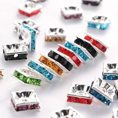 Brass Rhinestone Spacer Beads