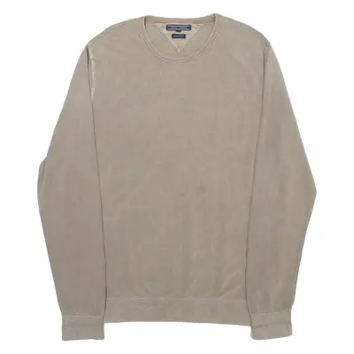 TOMMY HILFIGER Mens Jumper Beige V-Neck Tight Knit 2XL