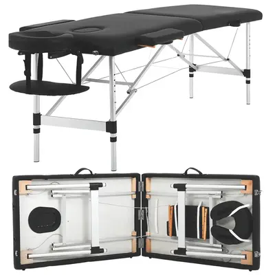 72.8 Inch Aluminum Massage Table Portable Massage Bed Height Adjustable Spa Bed 2/3 Fold Facial Tattoo Salon Bed W/Face Cradl...