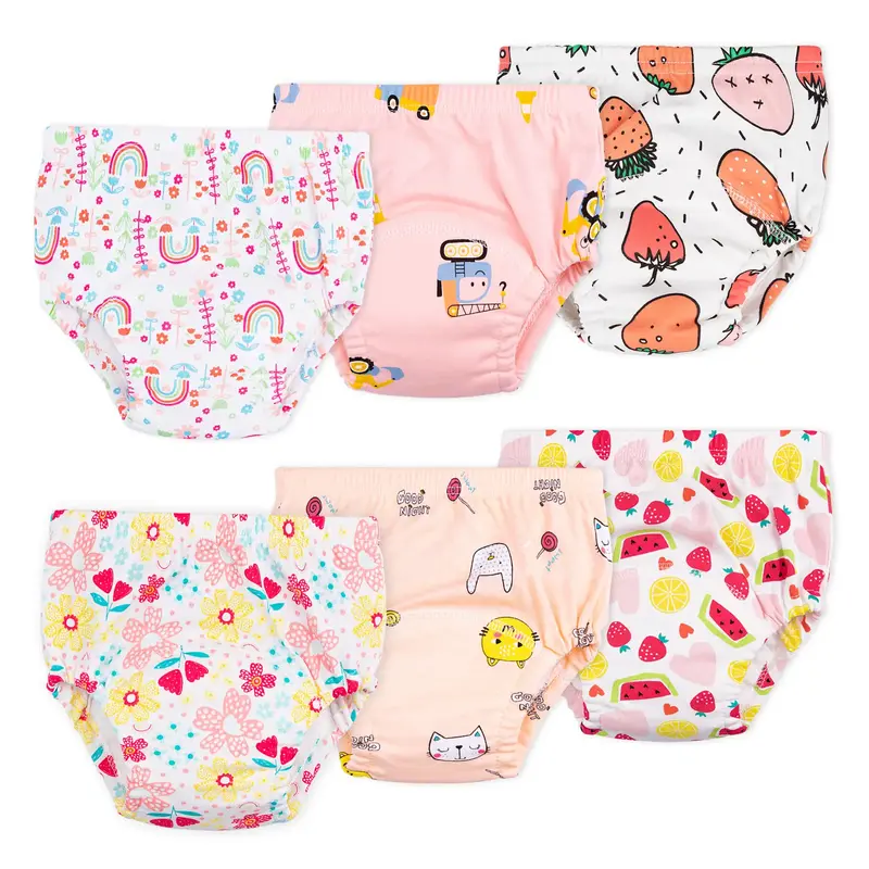 Max Shape Toddler Potty Training Pants 6 Pack,Cotton Training Underwear Size 2T,3T,4T,Waterproof Underwear for Girls