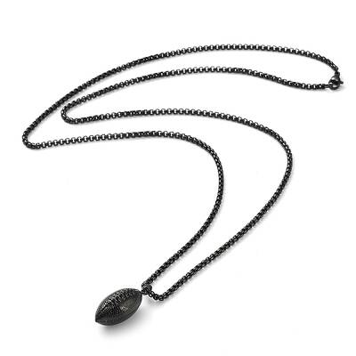 PVD Vacuum Plating 304 Stainless Steel Rugby Pendant Necklaces