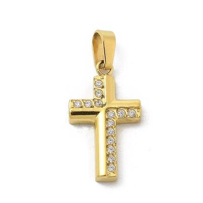 Ion Plating(IP) 304 Stainless Steel Micro Pave Cubic Zirconia Pendants