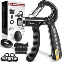 Grip Strength Trainer Kit (5 Pack) - Forearm Strengthener with Finger Stretcher, Grip Ring, and Relief Ball - Injury Recovery...