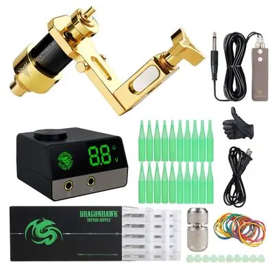 Dragonhawk Horus Rotary Tattoo Machine Kit RCA Connected Power Supply for Tattoo Artists 099