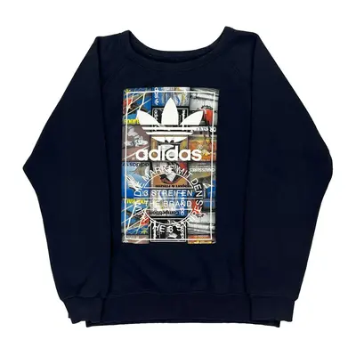 Adidas Graphic Sweatshirt - Small Black Cotton Blend