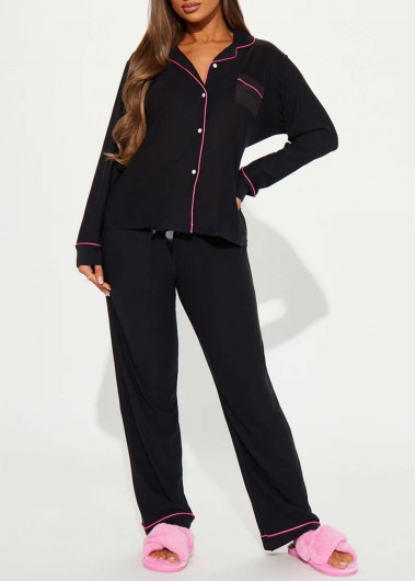 Modlily Black Long Sleeve Lounge Top and Pants - S