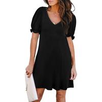 WIHOLL Women's Casual Dresses Short Sleeve V-Neck Dress with Pockets