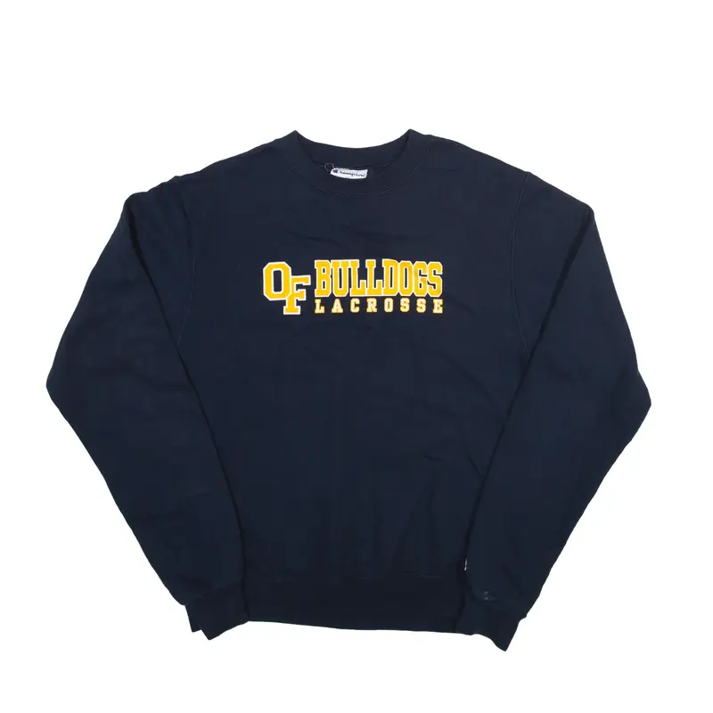 CHAMPION Eco Bulldogs Lacrosse USA Sweatshirt Blue Crew Neck Mens S
