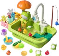 CUTE STONE Play Sink with Running Water, Kitchen Sink with Upgraded Electric Faucet, Play Kitchen, Realistic play set learnin...