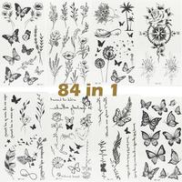 SLANGO 84 in 1 Temporary Tattoo Instant Waterproof Butterfly Stikers Long Lasting Art