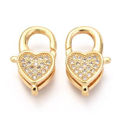 Brass Micro Pave Cubic Zirconia Lobster Claw Clasps