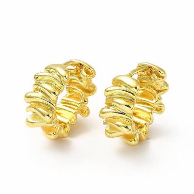Rack Plating Brass Leaf Hoop Earrings for Women