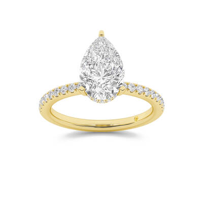 Kyoto Hidden Halo Pear Shape Lab Grown Diamond Engagement Ring | 10K Yellow Gold 2 1/3 CT. TW.