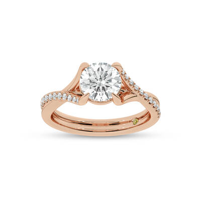Lumen Twisted Pavé Shank Round Lab Diamond Engagement Ring | 18K Rose Gold 3 1/4 CT. TW.