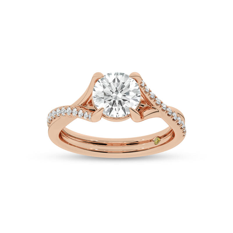 Lumen Twisted Pavé Shank Round Lab Diamond Engagement Ring | 18K Rose Gold 3 1/4 CT. TW.