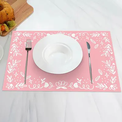 Pink White Leaf Patterns Modern Set Of 4 Placemats - Aperturee