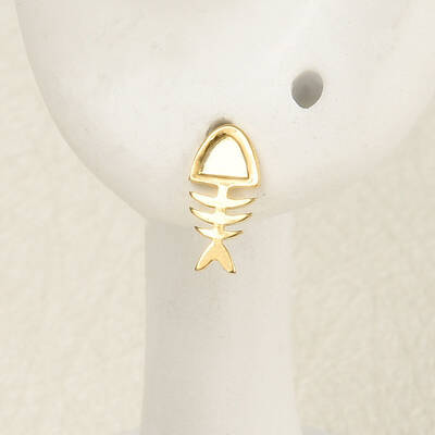 304 Stainless Steel Ocean Fishbone Stud Earrings
