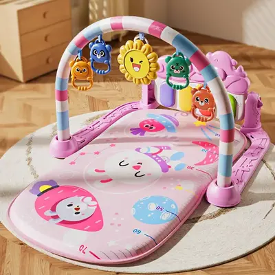 Colorful Educational Game Mat for Toddlers, Includes Music Keys & Hanging Toys, Easy-To-Assemble Polyester Fiber Pad, Perfect...