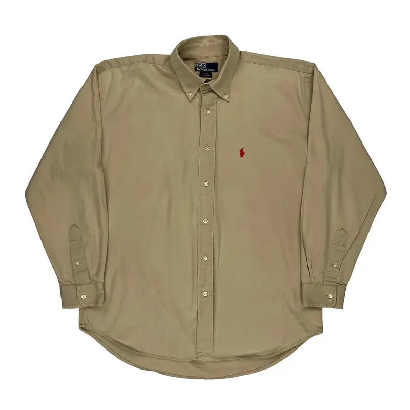 Polo By Ralph Lauren Shirt - Medium Beige Cotton | Size: medium