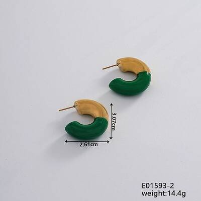 Vintage Retro Stainless Steel C-Shaped Stud Earrings for Women