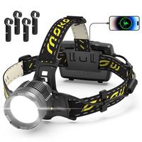 MoKo Rechargeable Headlamp 150000LM/90000LM,60H/40H Long Battery Life, 8 Modes Super Bright LED Headlight with Motion Sensor,...