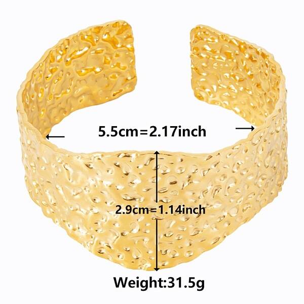 Vintage Hammered 304 Stainless Steel Cuff Bangles for Women