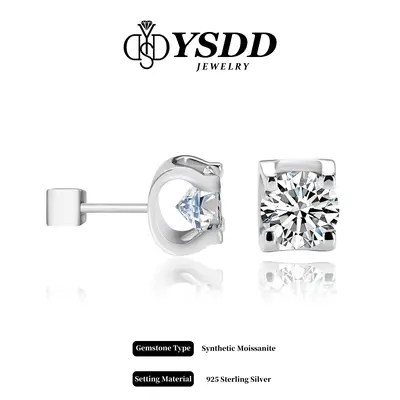 【#26 Classic】4-Prong Solitaire Brilliant Floating Synthetic Moissanite Earrings in 925 Sterling Silver