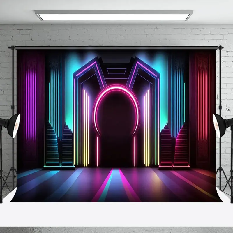 Aperturee Dark Colorful Cool Discotheque Dance Party Backdrop