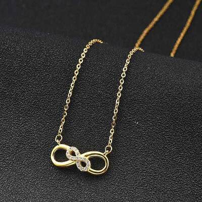 925 Sterling Silver Micro Pave Clear Micro Pave Cubic Zirconia Double Infinity Pendant Necklaces for Women