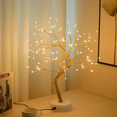 Tree Shaped LED Night Light, 3 AA Batteries Required/USB Powered Creative Tree Light Without Battery, Decorative Light For Ho...