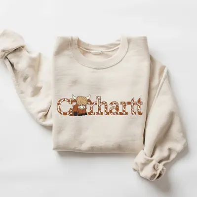 Highland Cow Sweatshirt, Western Crewneck, Gift For Farmer, Farm Animal Hoodie, Christmas Gifts, Cute Cow Sweater Fabric Mens...