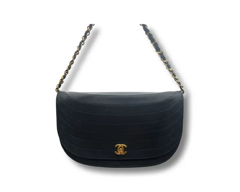 Pre-owned CHANEL lambskin Crossbody Bags half moon flap