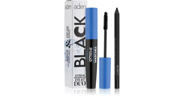 Aden Cosmetics Extreme Waterproof Kit Duo Set For Eyes Color Black