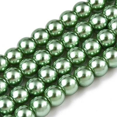 Baking Painted Pearlized Glass Pearl Round Bead Strands