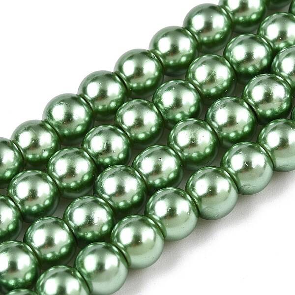 Baking Painted Pearlized Glass Pearl Round Bead Strands
